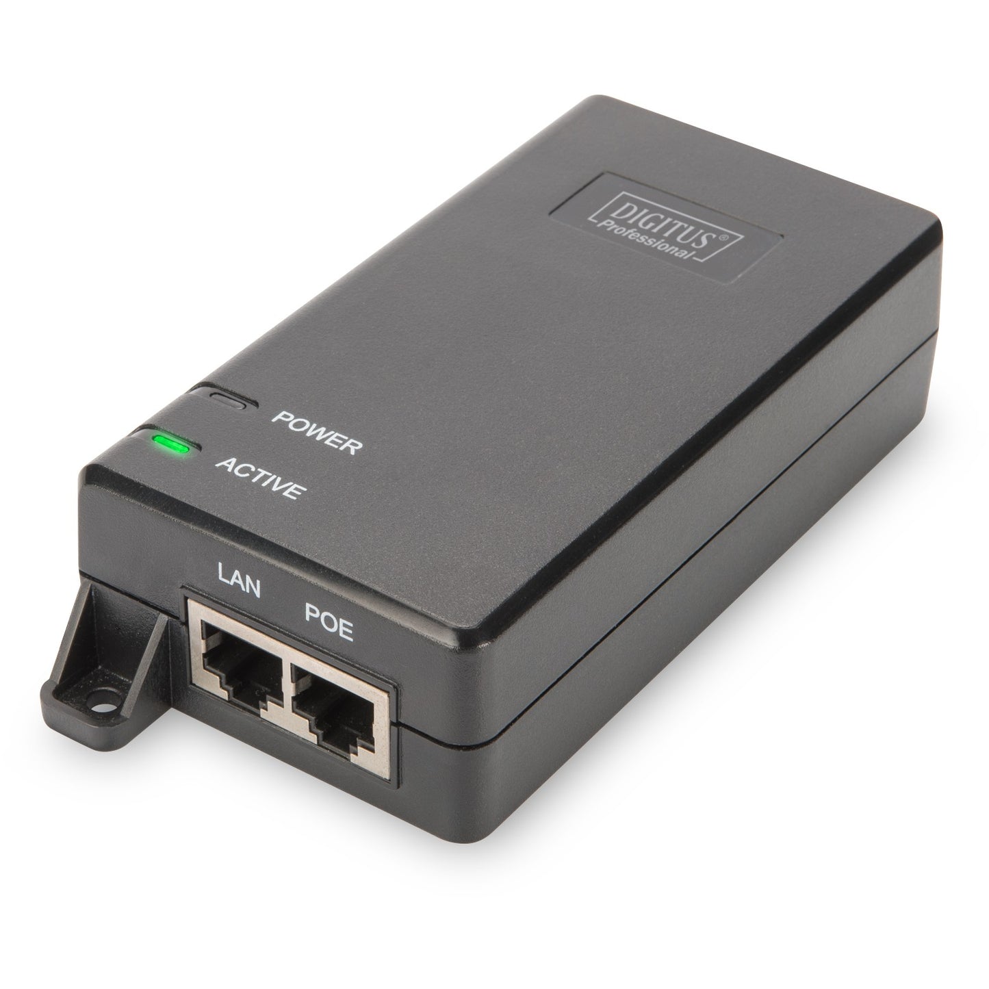Digitus Gigabit Ethernet PoE+ injektor. 802.3at. 30W Gigabit Ethernet. 10,100,1000 Mbps. IEEE 802.3at. Crni. 400 m. 48 V