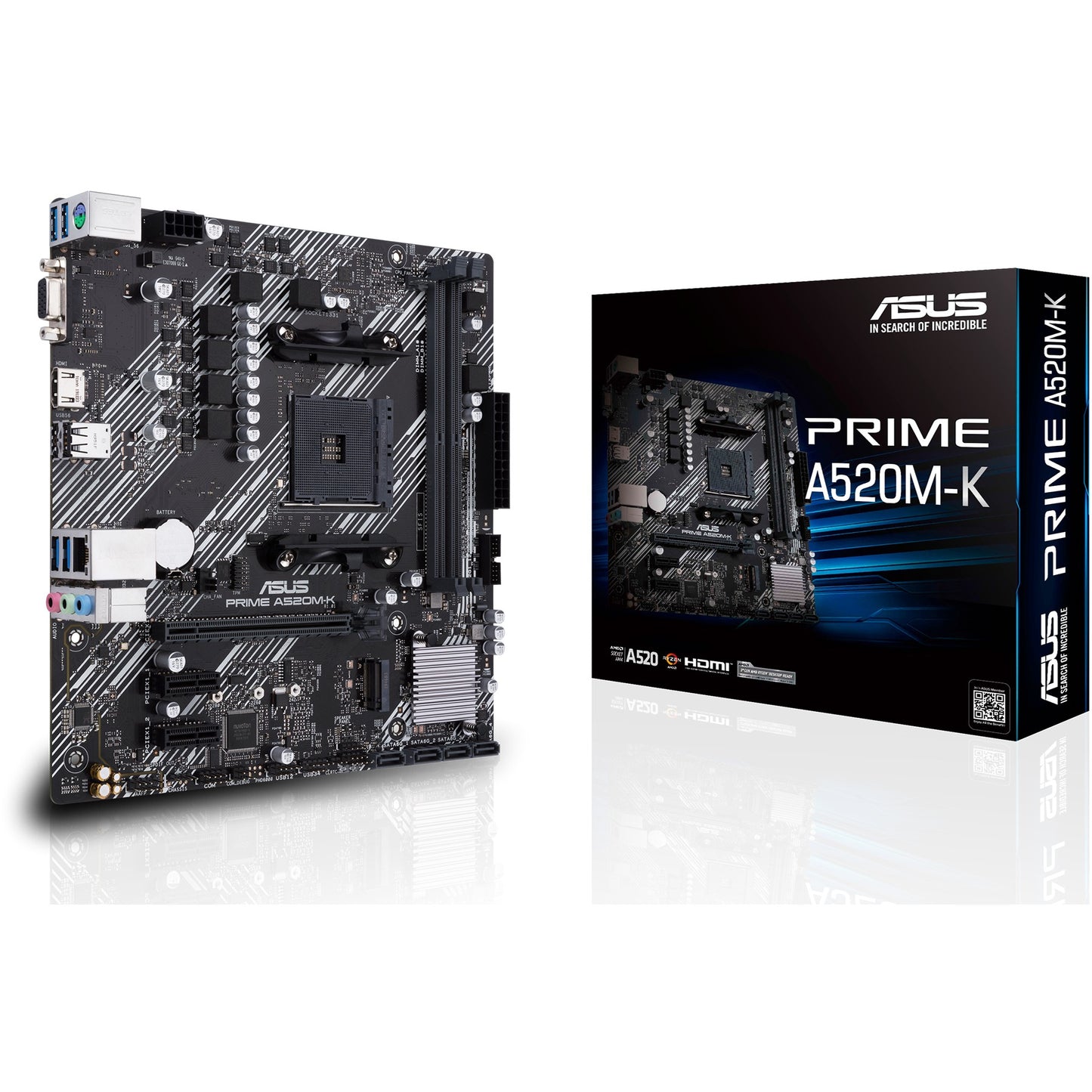 ASUS PRIME A520M-K. AMD. Podnožje AM4. AMD Ryzen™ 3. AMD Ryzen™ 5. AMD Ryzen™ 7. Podnožje AM4. DDR4-SDRAM. 64 GB