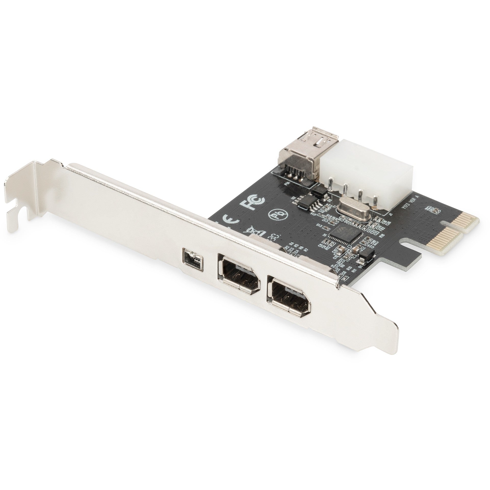 Digitus PCI Express kartica. FireWire 1394a (3+1 porta). PCIe. IEEE 1394/FireWire. Crna. Metalik. Kina. 0.4 Gbit/s. 0 - 70 °C