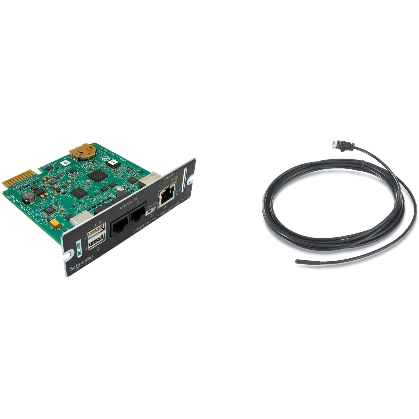 APC AP9641 Smart-UPS mrežna kartica za upravljanje (Gen3) s praćenjem okoline. Kartica za upravljanje mrežom. SmartSlot. 12,1 mm. 11,4 mm. 38 mm. 90 g