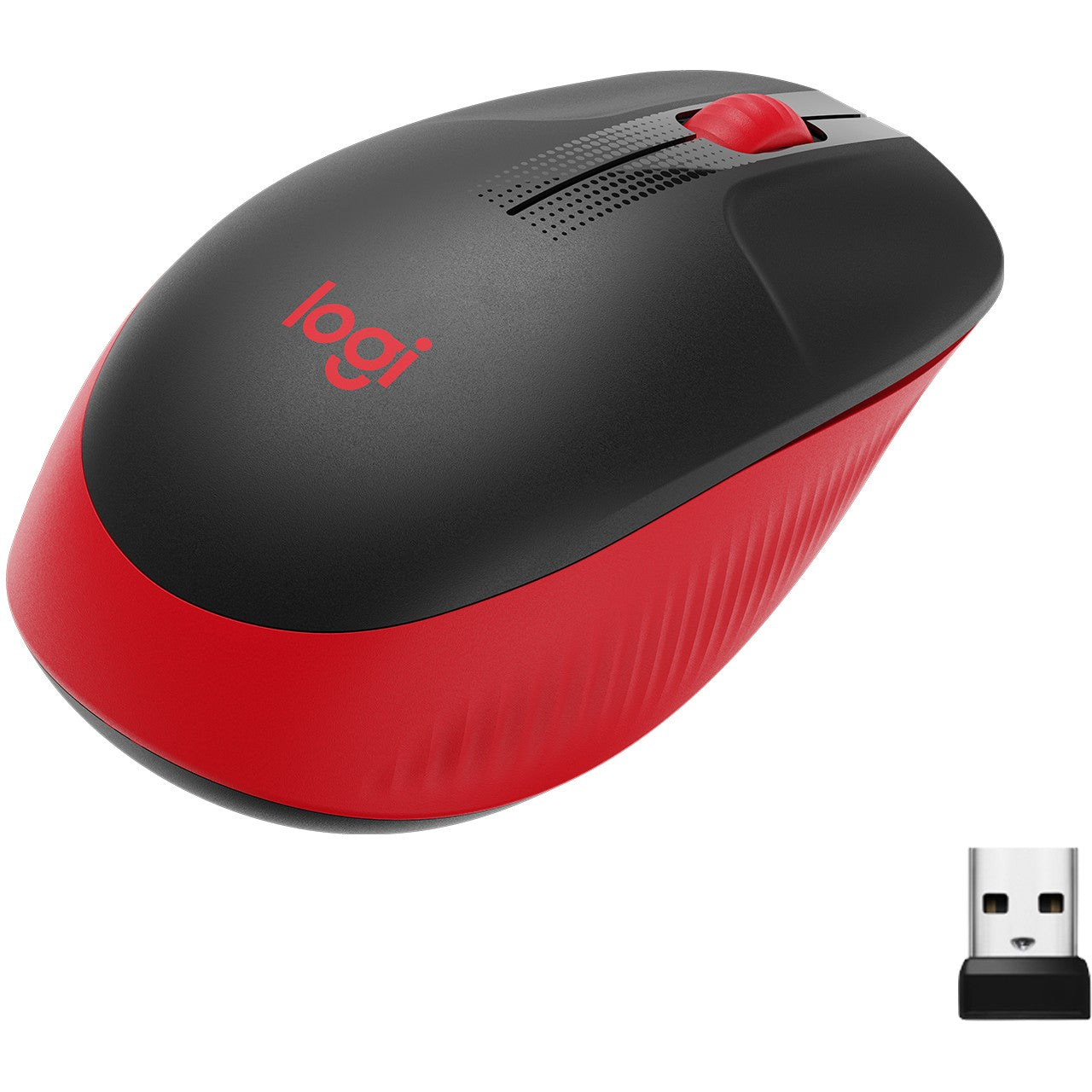 Logitech M190. Za ambidekstralnu upotrebu. Optički. Bežični RF. 1000 DPI. Crvena.