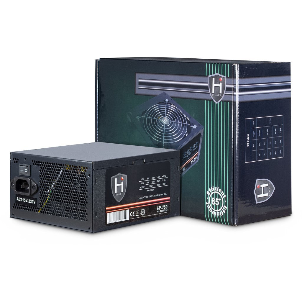 Inter-Tech HIPOWER SP-750. 750 W. 100 - 240 V. 50 - 60 Hz. 10 A. Aktivni. 120 W