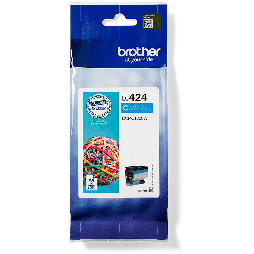 Brother LC424C. Cijan. 1 komad. 750 stranica. Pojedinačno pakovanje.