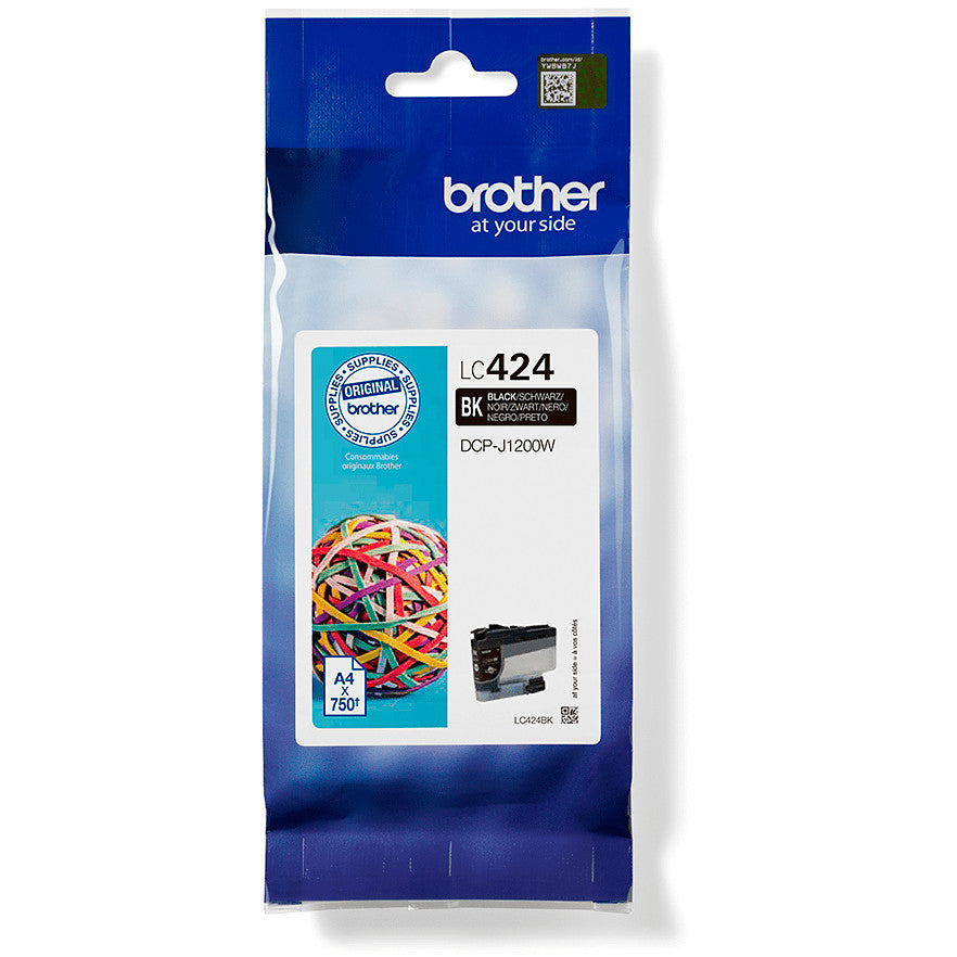 Brother LC424BK. Crni. 1 komad. 750 stranica. Pojedinačno pakovanje.