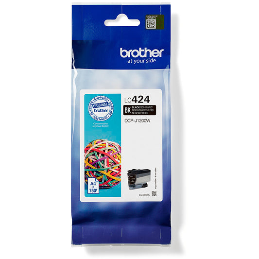Brother LC424BK. Crni. 1 komad. 750 stranica. Pojedinačno pakovanje.