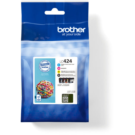Brother LC424VAL. Crna. Cijan. Magenta. Žuta. 4 komada. 750 stranica. 750 stranica. Višestruko pakovanje