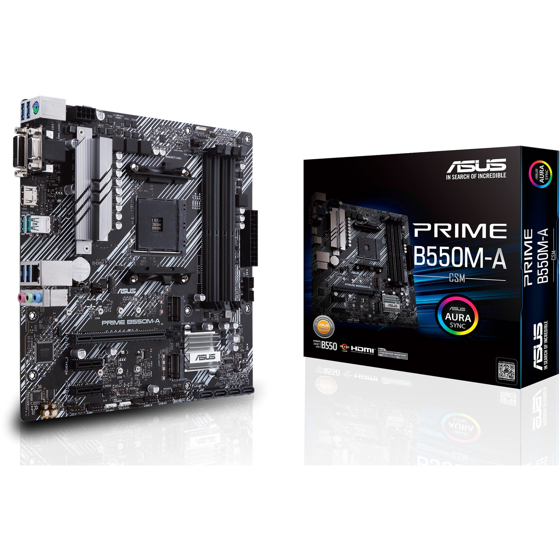 ASUS Prime B550M-A/CSM. AMD. Podnožje AM4. AMD Ryzen 3000 serija. DDR4 SDRAM. 128GB. DIMM
