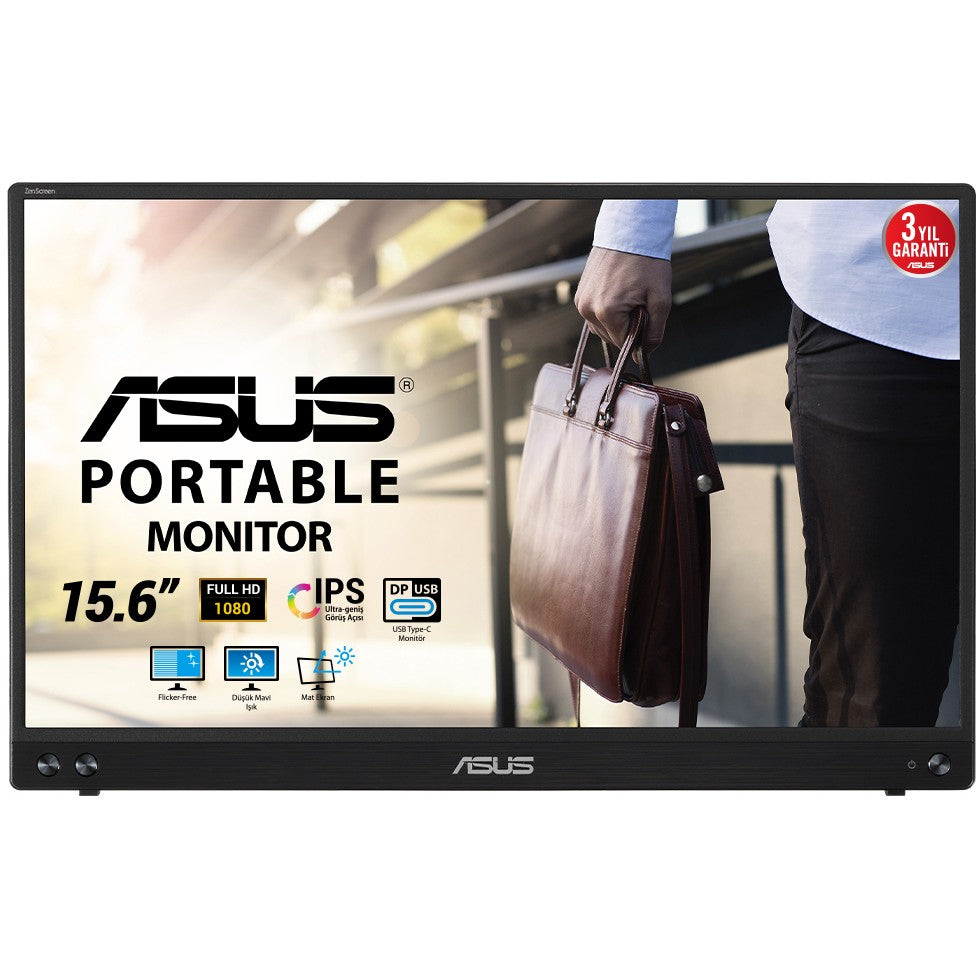 ASUS MB16ACV. 39,6 cm (15,6"). 1920 x 1080 piksela. Full HD. LED. 5 ms. Crni