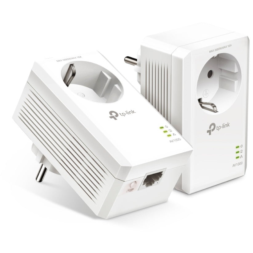 TP-Link AV1000 Gigabit Powerline adapter komplet sa utičnicom. 1000 Mbps. IEEE 1901. IEEE 802.3. IEEE 802.3ab. IEEE 802.3u. Tip E/F. Gigabit Ethernet. 10,100,1000 Mbps. HomePlug AV2