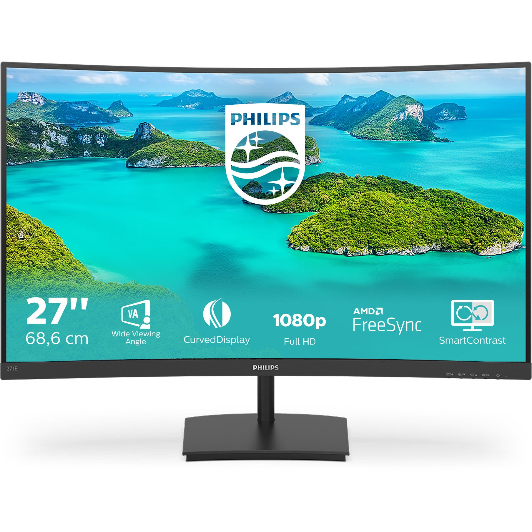 Philips E Line 271E1SCA/00. 68,6 cm (27"). 1920 x 1080 piksela. Full HD. LCD. 4 ms. Crni.