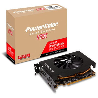 PowerColor AXRX 6500XT 4GBD6-DH. Radeon RX 6500 XT. 4GB. GDDR6. 64 bita. 7680 x 4320 piksela. PCI Express 4.0