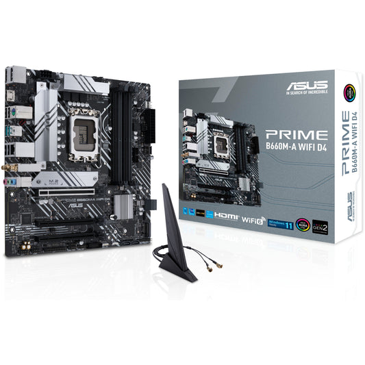 ASUS PRIME B660M-A WIFI D4. Intel. LGA 1700. Intel® Celeron®. Intel® Core™ i3. Intel® Core™ i5. Intel® Core™ i7. Intel® Core™ i9..... DDR4 SDRAM. 128 GB. DIMM