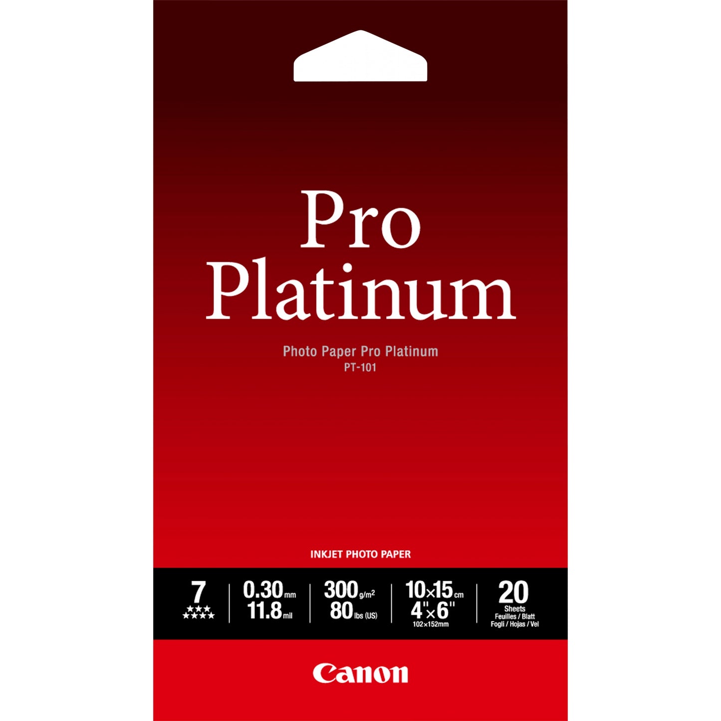 Canon PT-101 Pro Platinum foto papir 10x15 cm – 20 listova. Sjajni. A6. 10x15 cm. 4x6". 20 komada. 20 komada