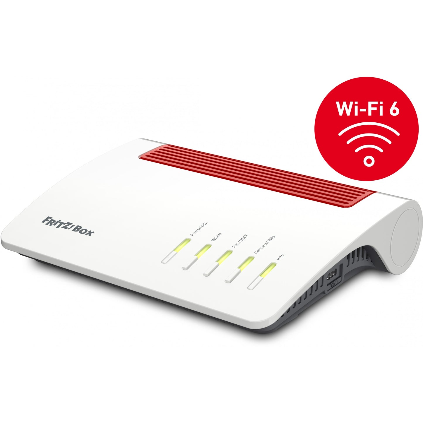 Kutija 7590AX. Wi-Fi 6 (802.11ax). Dvofrekventni opseg (2,4 GHz/5 GHz). Ethernet/LAN. ADSL2+. Bijela. Stolni ruter.
