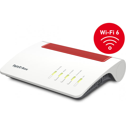 Kutija 7590AX. Wi-Fi 6 (802.11ax). Dvofrekventni opseg (2,4 GHz/5 GHz). Ethernet/LAN. ADSL2+. Bijela. Stolni ruter.
