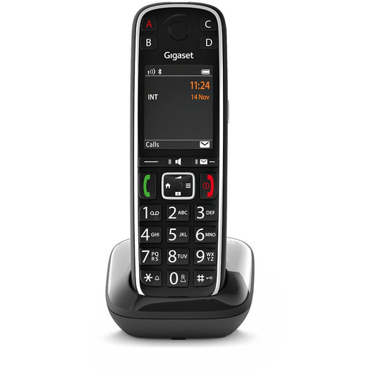 Gigaset E720. Analogni/DECT telefon. Bežični telefon. 200 unosa. Identifikacija pozivaoca. SMS (usluga tekstualnih poruka). Crna.