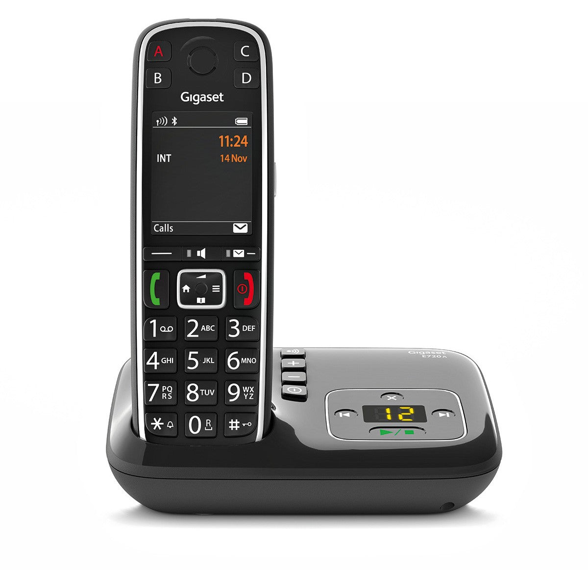 Gigaset E720A. Analogni/DECT telefon. Bežični telefon. 200 unosa. Identifikacija pozivaoca. SMS (usluga tekstualnih poruka). Crna.