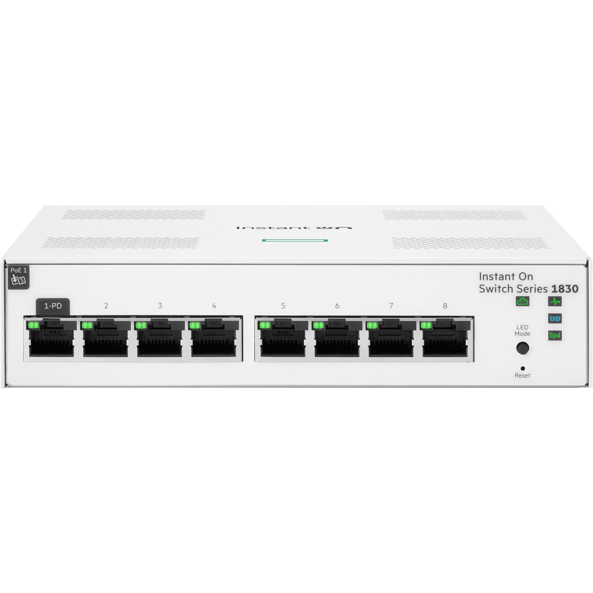HPE Aruba Networking Networking Instant On Switch 8p Gigabit 1830. Upravljani. L2. Gigabit Ethernet (10/100/1000). Puni dupleks. Napajanje preko Etherneta (PoE). Montaža u rack.