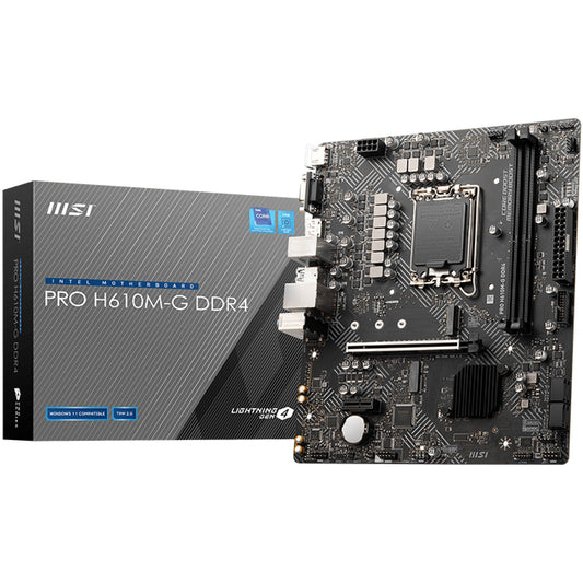 MSI PRO H610M-G DDR4. Intel. LGA 1700. Intel® Core™ i9. LGA 1700. DDR4-SDRAM. 64 GB