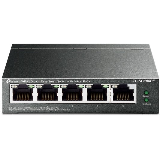 TP-Link 5-portni gigabitni Easy Smart prekidač sa 4 PoE+ porta. Upravljani. L2. Gigabit Ethernet (10/100/1000). Napajanje preko Etherneta (PoE)
