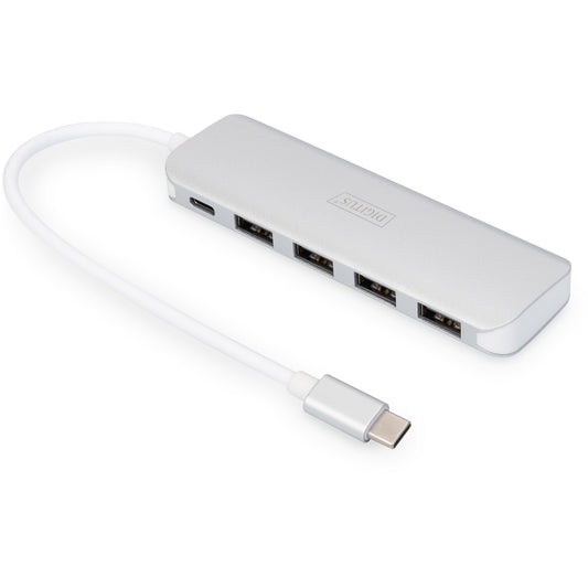 Digitus USB Type-C™ 4-portni hub (USB 3.0) + PD. USB 3.2 Gen 1 (3.1 Gen 1) Type-C. USB 3.2 Gen 1 (3.1 Gen 1) Type-A. USB 3.2 Gen 1 (3.1 Gen 1) Type-C. 5000 Mbit/s. Srebrni. Aluminijski. 0.2 m