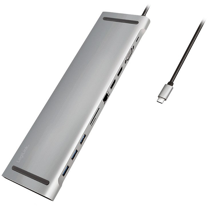 LogiLink UA0373. Žični. USB 3.2 Gen 1 (3.1 Gen 1) Type-C. 100W. 3.5mm. 10,100,1000 Mbps. Aluminij.