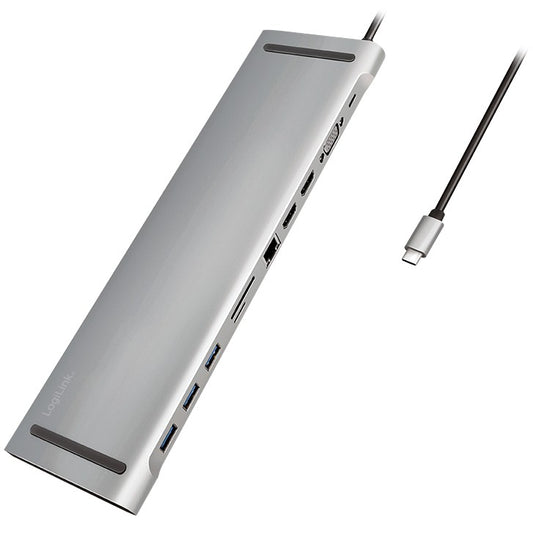 LogiLink UA0373. Žični. USB 3.2 Gen 1 (3.1 Gen 1) Type-C. 100W. 3.5mm. 10,100,1000 Mbps. Aluminij.