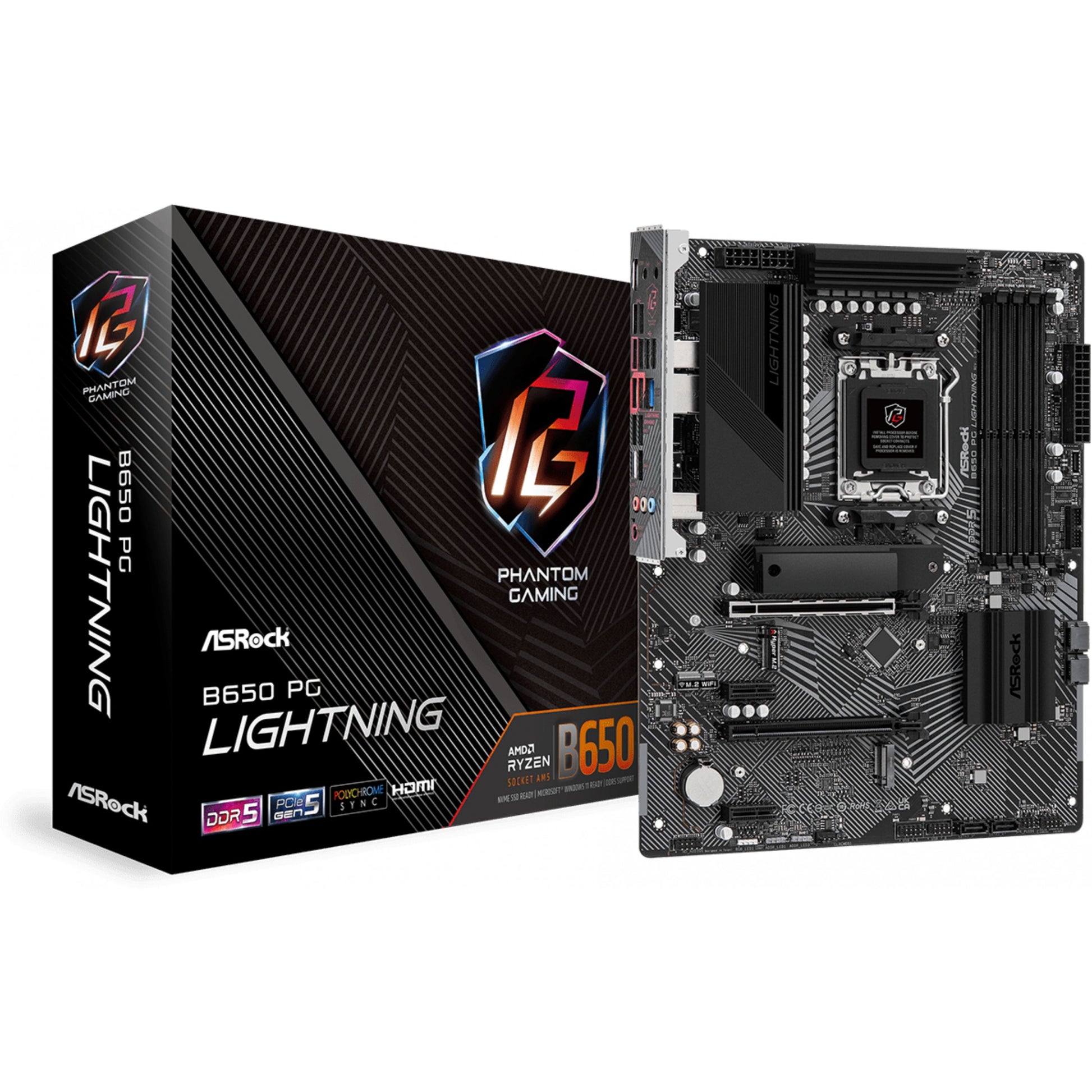 Asrock B650 PG Lightning. AMD. Podnožje AM5. DDR5-SDRAM. 128 GB. DIMM. Dvokanalni.