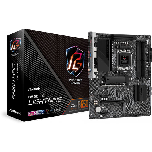 Asrock B650 PG Lightning. AMD. Podnožje AM5. DDR5-SDRAM. 128 GB. DIMM. Dvokanalni.