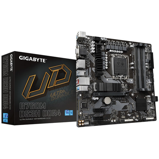 GIGABYTE B760M DS3H DDR4 matična ploča - Podržava Intel Core procesore 14. generacije. 6+2+1 fazni digitalni VRM. Do 5333MHz DDR4 (OC). 2x PCIe 4.0 M.2. 2.5GbE LAN. USB 3.2 Gen2. Intel. LGA 1700. Intel® Celeron®. Intel® Core™ i3. Intel® Core™ i5. Intel® Core™ i7. Intel® Core™ i9..... LGA 1700. 128 GB DDR4-SDRAM