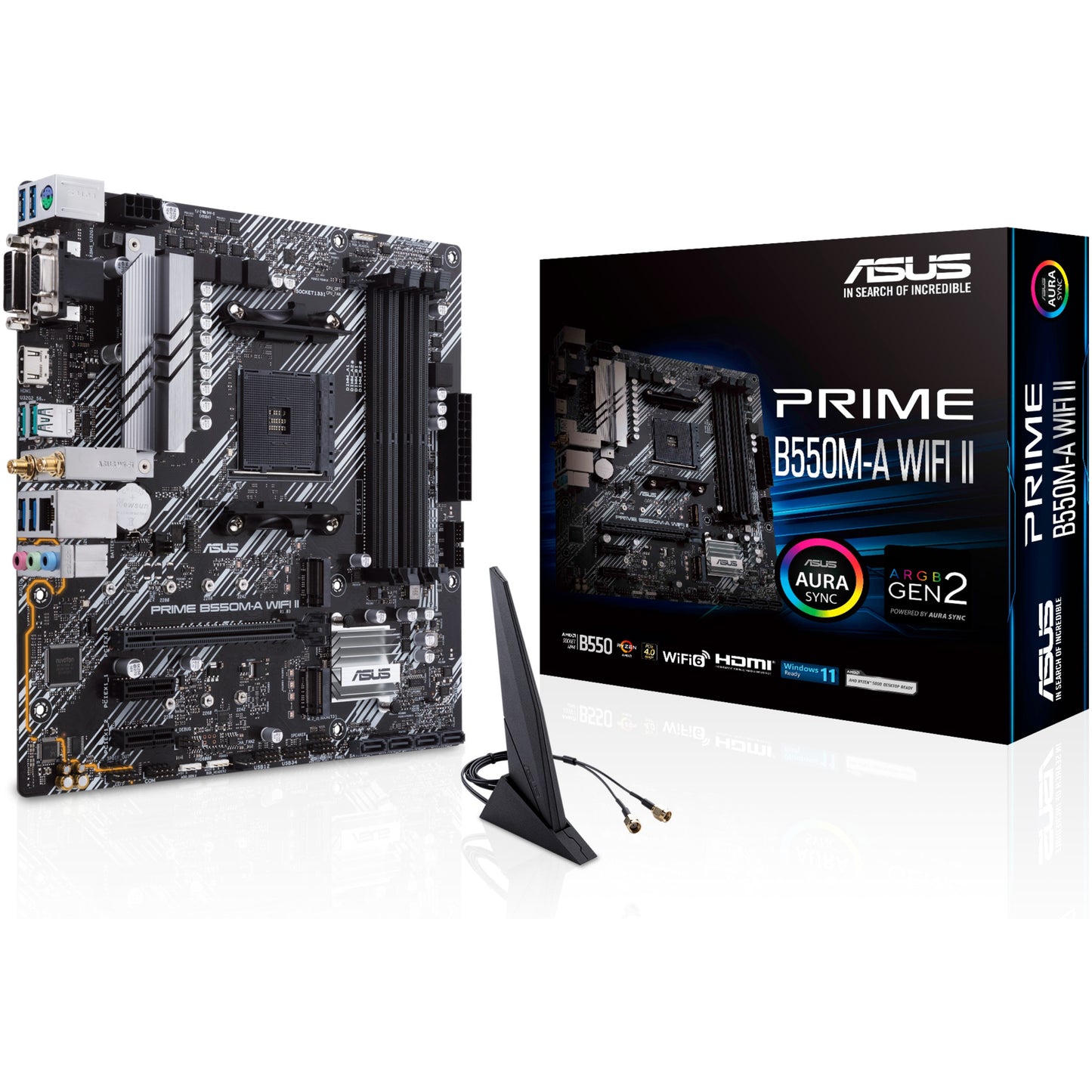 ASUS PRIME B550M-A WIFI II. AMD. Podnožje AM4. AMD Ryzen 3000 serija. AMD Ryzen 5000 serija. Podnožje AM4. DDR4 SDRAM. 128GB