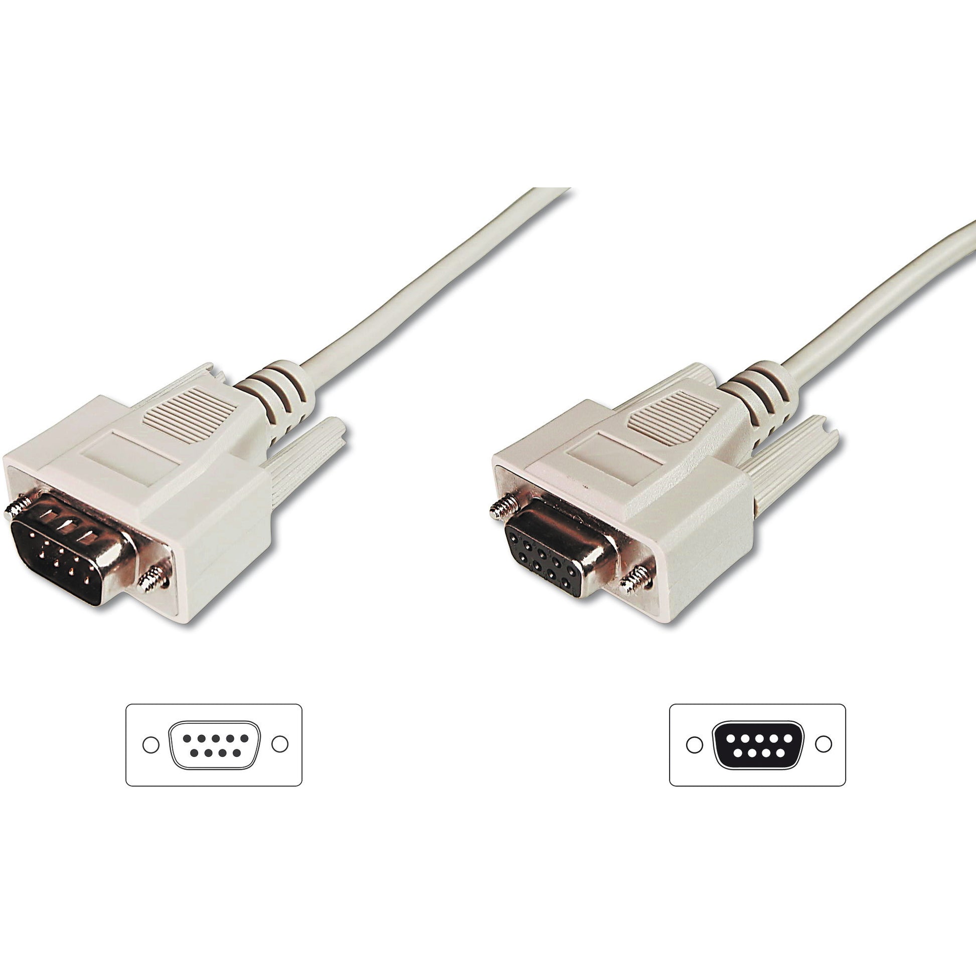 Digitus produžni kabel za prijenos podataka. D-Sub9/St - D-Sub9/Bu. Bež. 2 m. DB9. DB9. Nikl. Kina.