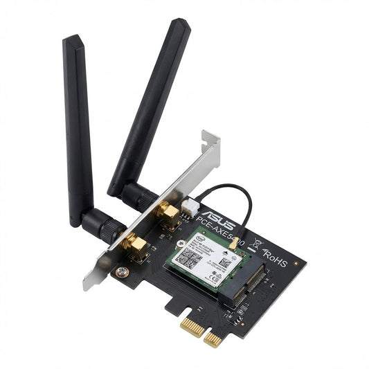 ASUS PCE-AXE5400. Ugrađen. Žični. PCI Express. WLAN. Wi-Fi 6E (802.11ax). 2402 Mbps