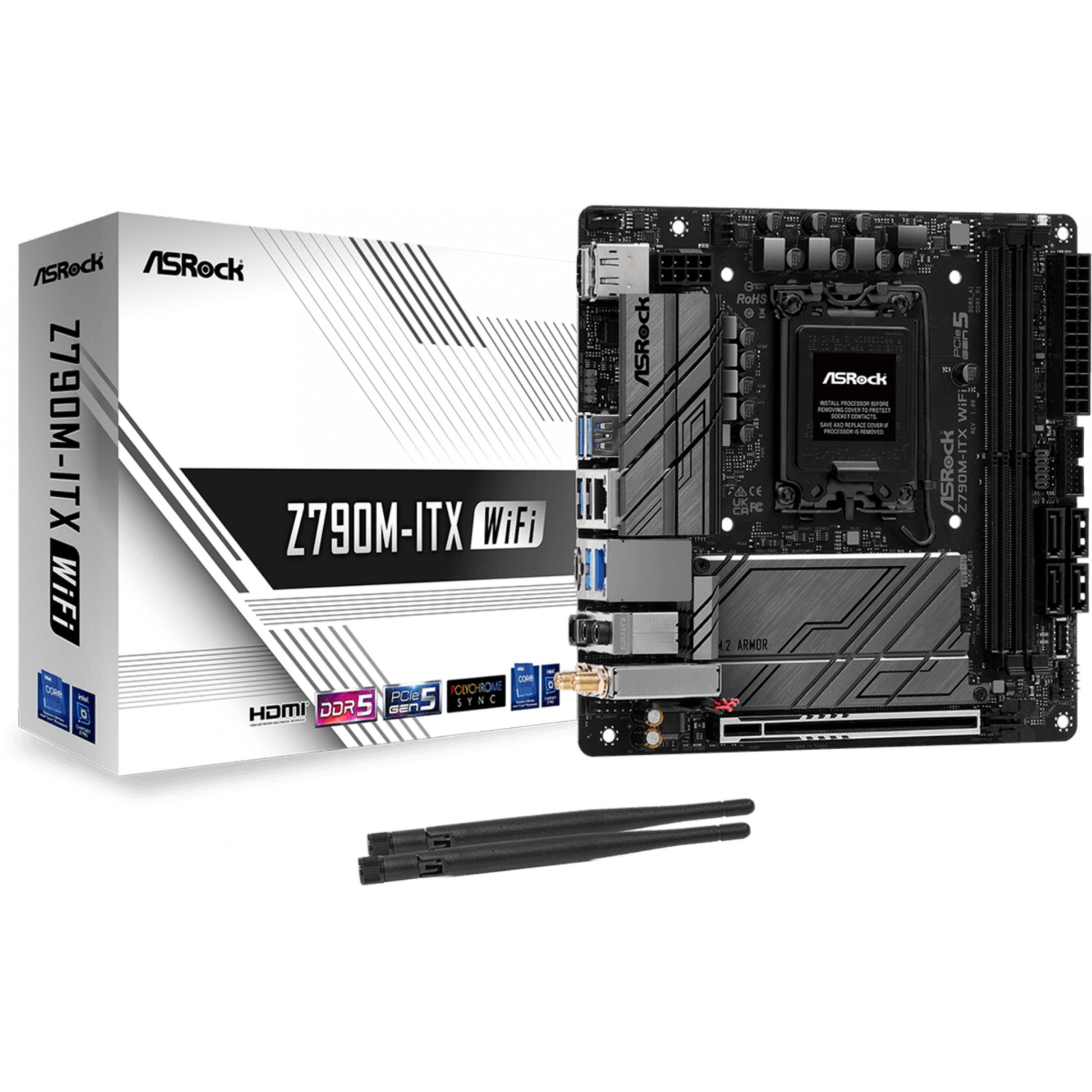 Asrock Z790M-ITX WiFi. Intel. LGA 1700. Intel® Core™ i5. Intel® Core™ i7. Intel® Core™ i9. DDR5 SDRAM. 64 GB. DIMM