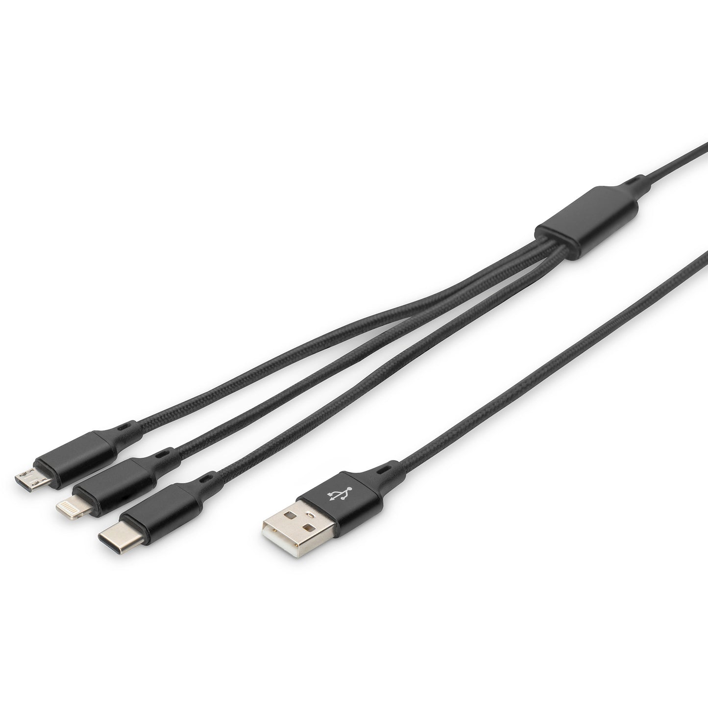 Digitus 3-u-1 kabel za punjenje. 1 m. USB A. USB C. Crni.