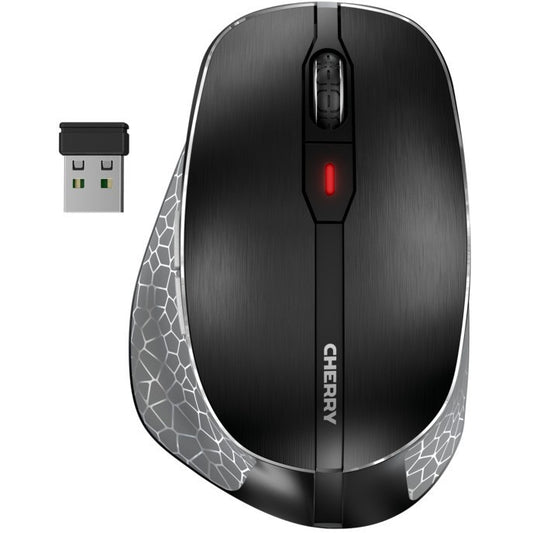 CHERRY MW 8C ERGO. Desna. Optička. RF bežična + Bluetooth. 3000 DPI. Crna. Siva.