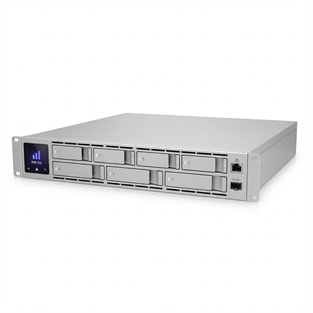 Ubiquiti UNVR-Pro-EU. 60 kanala. 2.5/3.5". 1. 5. 10. 1000.10000 Mbps. 2U. Siva