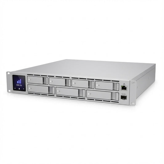 Ubiquiti UNVR-Pro-EU. 60 kanala. 2.5/3.5". 1. 5. 10. 1000.10000 Mbps. 2U. Siva
