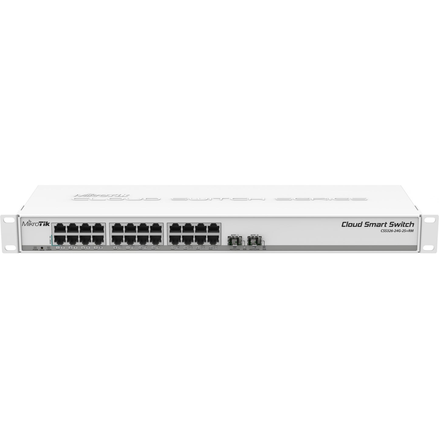 Mikrotik CSS326-24G-2S+RM. Upravljani. Gigabit Ethernet (10/100/1000). Napajanje preko Etherneta (PoE). Montaža u rack. 1U