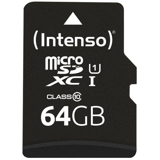 Intenso 3424490. 64 GB. MicroSD. Klasa 10. UHS-I. Klasa 1 (U1). Otporno na temperaturu. Otporno na udarce. Vodootporno. Otporno na rendgenske zrake.