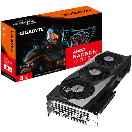 GIGABYTE GAMING Radeon RX 7600 OC 8G. Radeon RX 7600. 8GB. GDDR6. 128 bita. 7680 x 4320 piksela. PCI Express 4.0