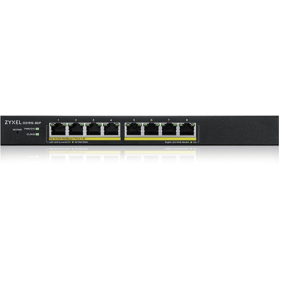 Zyxel GS1915-8EP. Upravljani. L2. Gigabit Ethernet (10/100/1000). Puni dupleks. Napajanje preko Etherneta (PoE).