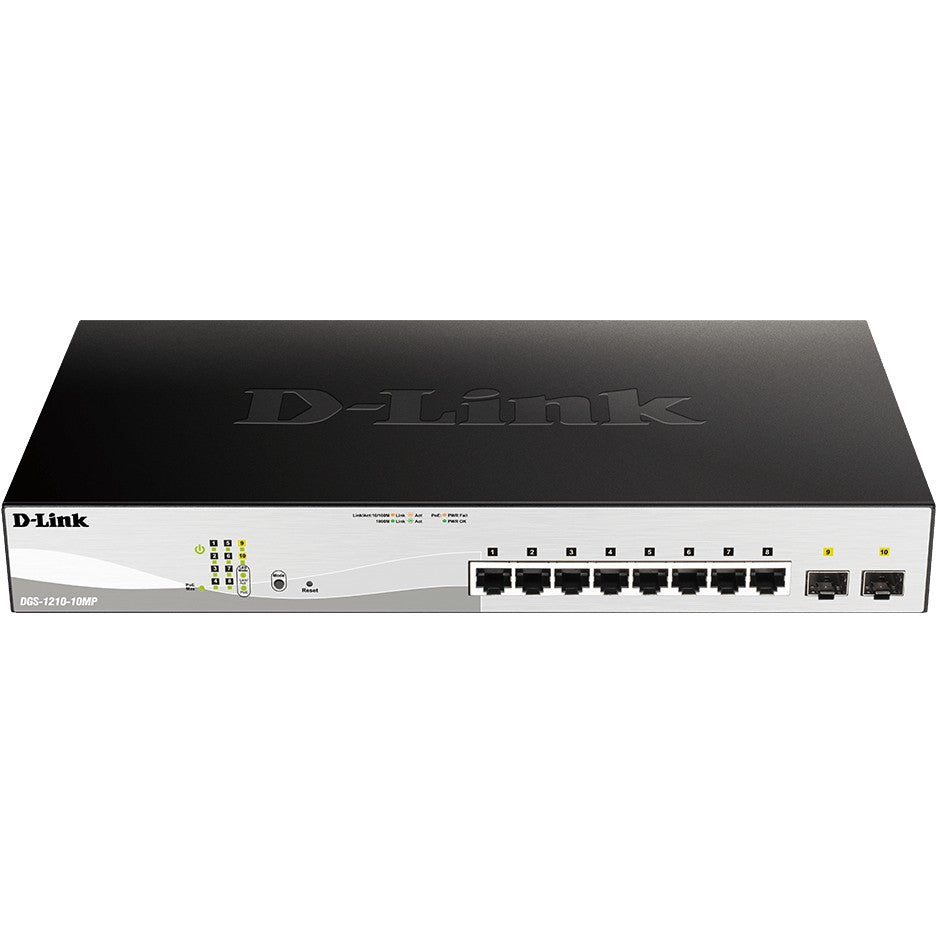 D-Link DGS-1210-10MP. Upravljani. L2. Gigabit Ethernet (10/100/1000). Puni dupleks. Napajanje preko Etherneta (PoE).