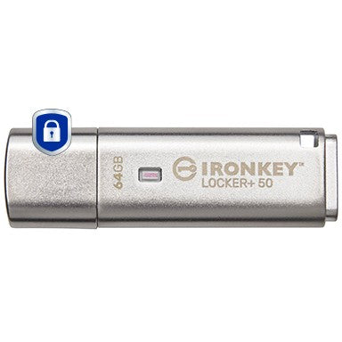 Kingston Technology IronKey 64GB IKLP50 AES USB. sa 256-bitnom enkripcijom. 64GB. USB Tip-A. 3.2 Gen 1 (3.1 Gen 1). 145MB/s. Kapacitet. Srebrni.