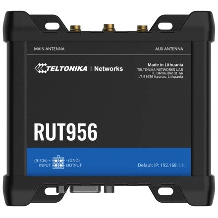 Teltonika RUT956. Ruter za mobilne mreže. Crni. Aluminij. Plastika. DIN šina. Industrijski. Ethernet velike brzine.
