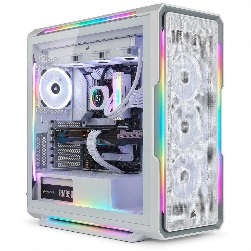 Corsair iCUE 5000T RGB. Midi Tower. PC. Bijela. ATX. EATX. mikro ATX. Gejming. Multifunkcionalna.