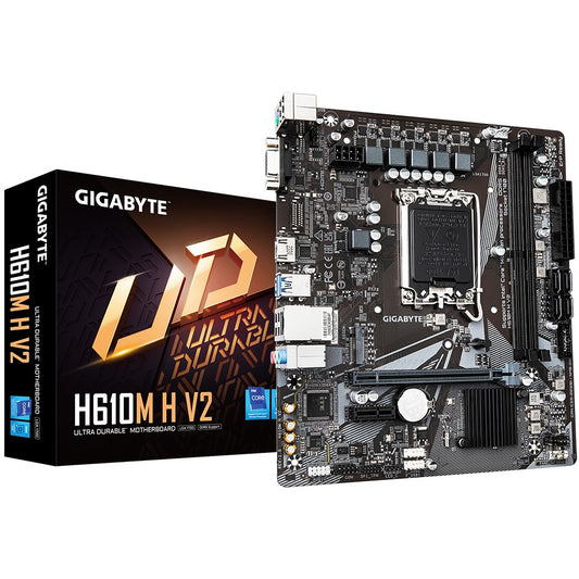 GIGABYTE H610M H V2 matična ploča - podržava Intel Core procesore do 14. razreda. 4+1+1 hibridni digitalni VRM. do 5600MHz DDR5. 1xPCIe 3.0 M.2. GbE LAN. USB 3.2 Gen 1. Intel. LGA 1700. Intel® Celeron®. Intel® Core™ i3. Intel® Core™ i5. Intel® Core™ i7. Intel® Core™ i9..... LGA 1700. 96 GB. DDR5 SDRAM