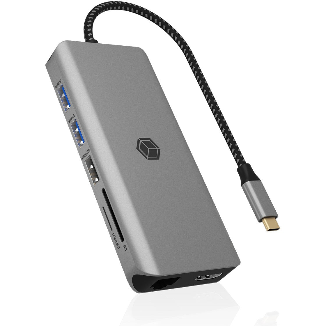 ICY BOX IB-DK4061-CPD. 12 na 1 USB Type-C® priključna stanica za laptop. 2x HDMI. Žičan. USB 3.2 Gen 1 (3.1 Gen 1) Type-C. 100 W. 3,5 mm. 10, 100, 1000 Mbit/s. Siva