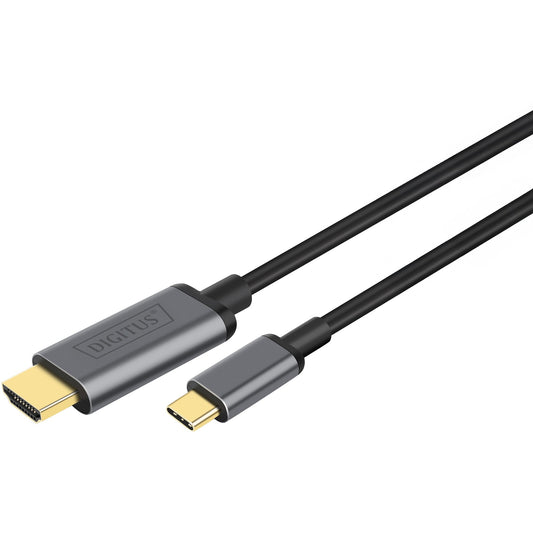 Digitus USB-C na HDMI video adapter kabel. UHD 4K / 30 Hz. 1,8 m. USB Tip-C. HDMI Tip A (standardni). Muški. Muški. Ravni.