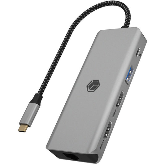 ICY BOX IB-DK4012-CPD. 9 u 1 USB Type-C® priključna stanica za laptop. 2xHDMI. Žični. USB 3.2 Gen 1 (3.1 Gen 1) Type-C. 100W. 1.4/2.0. 1000 Mbps. 10BASE-T. 100BASE-T. 1000BASE-T